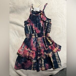 Truly Me Multi Color Dress with Ruffled Detail for Kids